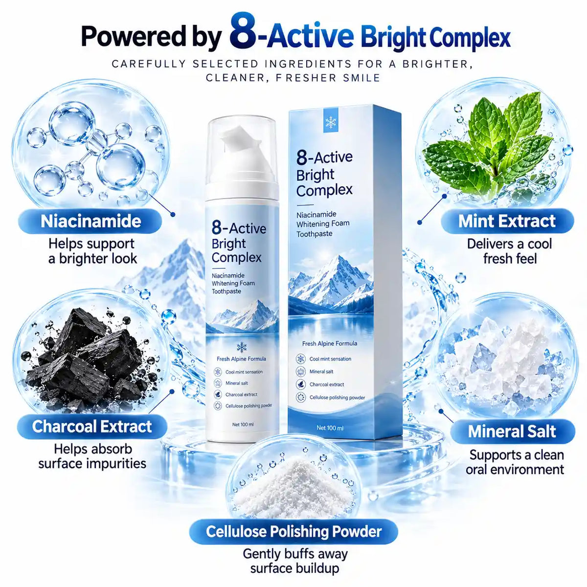 [Professional Grade] Niacinamide Foaming Toothpaste 8X