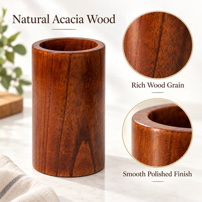 Natural Acacia Wood Utensil Holder